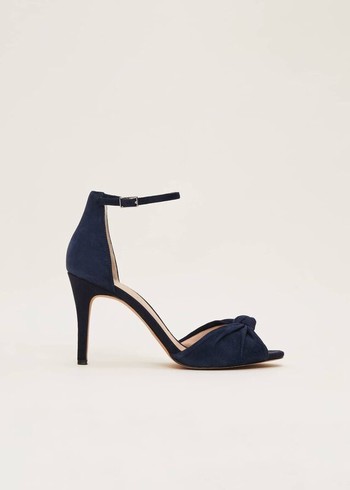 Phase Eight Navy Suede Open Toe Heels Navy Canada | HVMCND-569